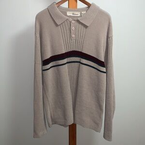 Eclectic Grandpa Acrylic Knit Sweater with Buttoned Collar, Size Men’s Large